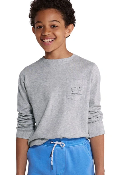 Shop Vineyard Vines Kids' Whale Logo Pocket Long Sleeve Graphic T-shirt In Gray Heather