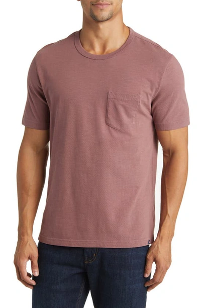 Shop Faherty Sunwashed Pocket Organic Cotton T-shirt In Plum Wine