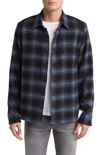 Shop Peregrine Check Wool Overshirt In Storm