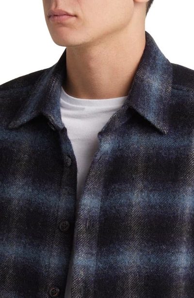 Shop Peregrine Check Wool Overshirt In Storm