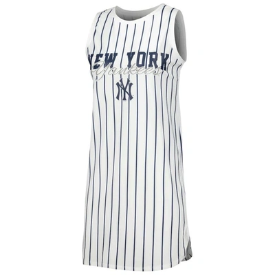 Shop Concepts Sport White New York Yankees Reel Pinstripe Knit Sleeveless Nightshirt