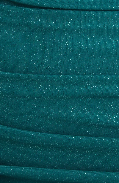Shop Jump Apparel Ruched Glitter Long Sleeve Minidress In Hunter