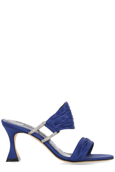 Shop Manolo Blahnik Chinap Rone Heeled Sandals In Blue