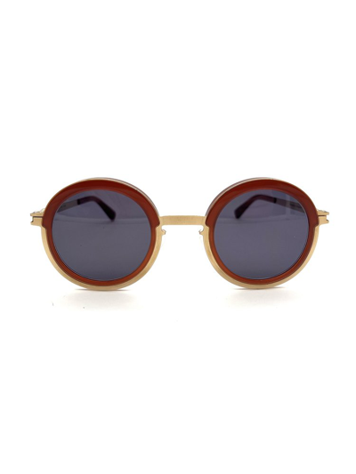 Shop Mykita Phillys Round Frame Sunglasses In Brown