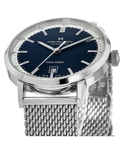 Pre-owned Hamilton American Classic Intra-matic Auto Blue Dial Men's Watch H38425140