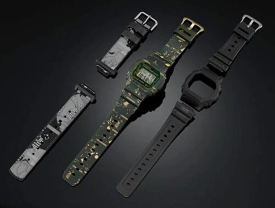 Pre-owned Casio G-shock Dwe-5600cc-3dr Limited Circuit Board Camo Watch Box Set Extra Band