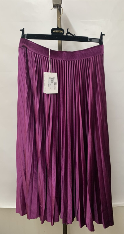 Pre-owned Valentino Women's Velvet Pleated Purple Long Skirt Choose Size (ub3md01w5md)
