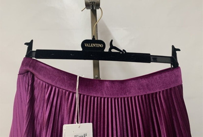 Pre-owned Valentino Women's Velvet Pleated Purple Long Skirt Choose Size (ub3md01w5md)