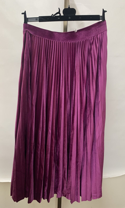 Pre-owned Valentino Women's Velvet Pleated Purple Long Skirt Choose Size (ub3md01w5md)