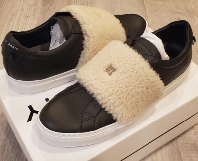 Pre-owned Givenchy $695,  Men's Lamb Shearling Urban Street Sneakers, Size 11us (44 Eur) In Black