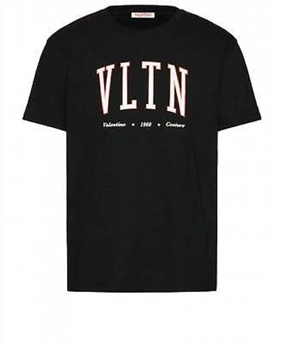 Pre-owned Valentino Garavani Mens Outline Short Sleeve Crew Neck T-shirt For Men In Black