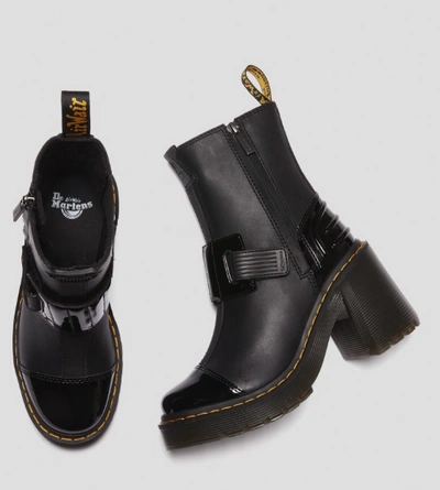 Pre-owned Dr. Martens' Dr. Martens Women Gaya Chelsea Leather Heeled Boots 31012001 In Black