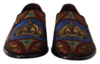 Pre-owned Dolce & Gabbana Dolce&gabbana Men Multicolor Loafers Silk Jacquard Pattern Flat Casual Slippers
