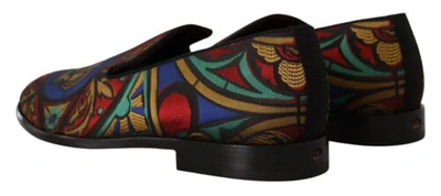 Pre-owned Dolce & Gabbana Dolce&gabbana Men Multicolor Loafers Silk Jacquard Pattern Flat Casual Slippers