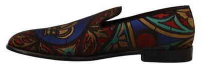 Pre-owned Dolce & Gabbana Dolce&gabbana Men Multicolor Loafers Silk Jacquard Pattern Flat Casual Slippers