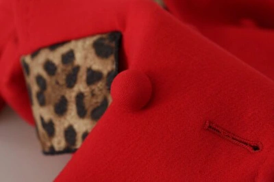 Pre-owned Dolce & Gabbana Dolce&gabbana Sartoria Italiana Women Red Trench Coat Wool Leopard Print Jacket