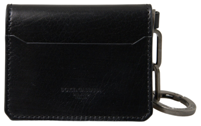 Pre-owned Dolce & Gabbana Wallet Black Leather Bifold Logo Card Holder Men 450usd