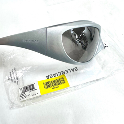 Pre-owned Balenciaga Skin Xxl 0252 Wrap Cat Mask Silver Gray Sunglasses Unisex Bb0252s 005