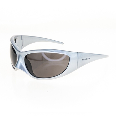 Pre-owned Balenciaga Skin Xxl 0252 Wrap Cat Mask Silver Gray Sunglasses Unisex Bb0252s 005