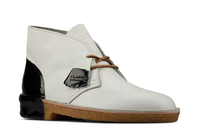 Pre-owned Clarks Mens Desert Boot White/black 26159092