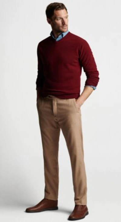 Pre-owned Peter Millar Journeyman V-neck Jumper In Claret Size L. $345 Made In England In Red