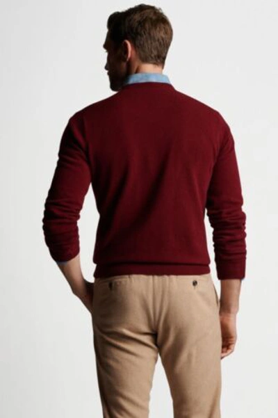 Pre-owned Peter Millar Journeyman V-neck Jumper In Claret Size L. $345 Made In England In Red