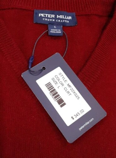 Pre-owned Peter Millar Journeyman V-neck Jumper In Claret Size L. $345 Made In England In Red