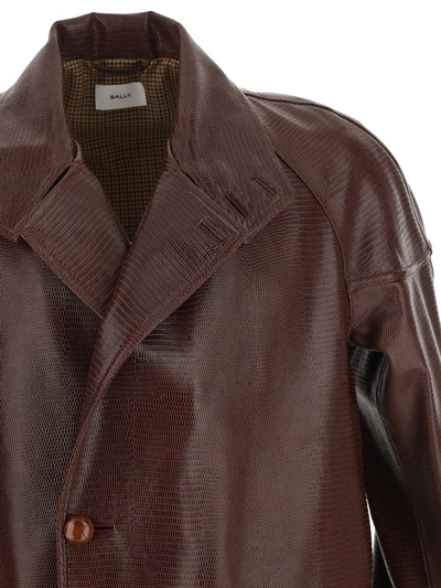 Shop Bally Leather Coat In Brown