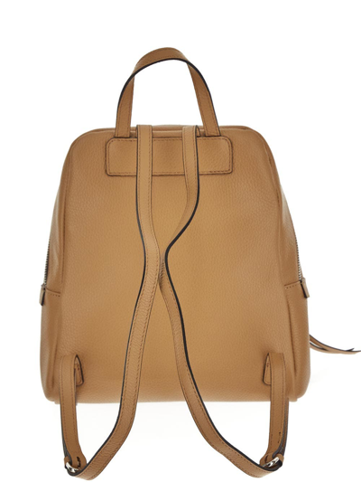 Shop Gianni Chiarini Leather Backpack In Beige