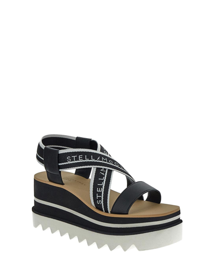 Shop Stella Mccartney Sneak-elyse Striped Platform Sandals In Black