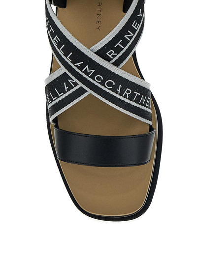 Shop Stella Mccartney Sneak-elyse Striped Platform Sandals In Black