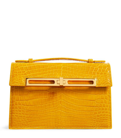 Shop Llora Mini Crocodile Emma Top-handle Bag In Yellow