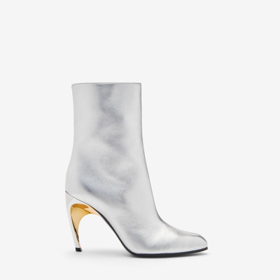Shop Alexander Mcqueen Armadillo Ankle Boot In Silver/gold