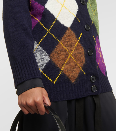 Shop Plan C Argyle Intarsia Wool-blend Cardigan In Multicoloured