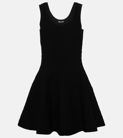 Shop Alaïa Croc-effect Minidress In Black