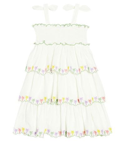 Shop Zimmermann August Ruffled Embroidered Cotton Dress In Multicoloured