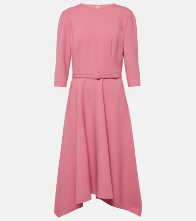 Shop Oscar De La Renta Wool-blend Midi Dress In Pink