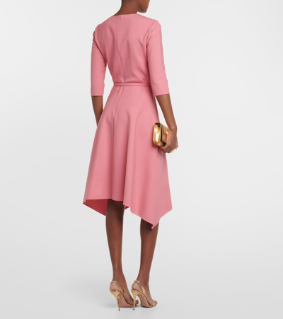 Shop Oscar De La Renta Wool-blend Midi Dress In Pink
