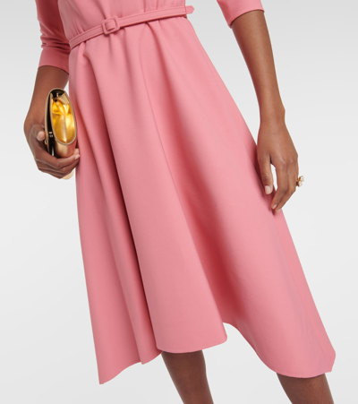 Shop Oscar De La Renta Wool-blend Midi Dress In Pink
