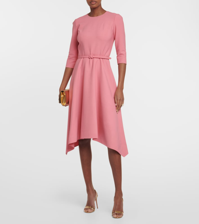 Shop Oscar De La Renta Wool-blend Midi Dress In Pink