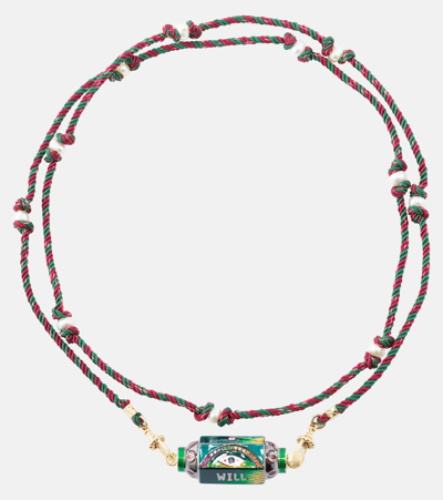 Shop Marie Lichtenberg Eye Will 14kt Gold Necklace With Diamond And Gemstones In Multicoloured