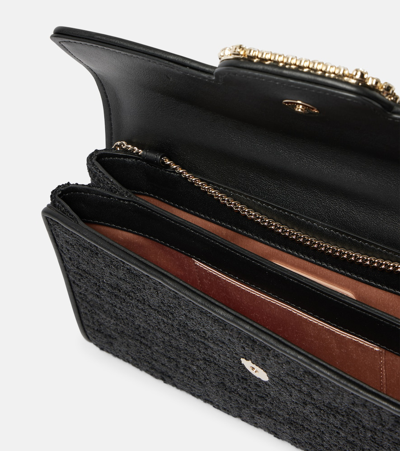 Roger Vivier Bouquet Mini Tweed Clutch In Black