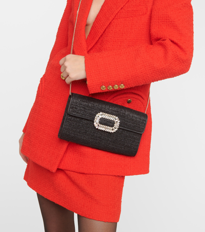 Roger Vivier Bouquet Mini Tweed Clutch In Black