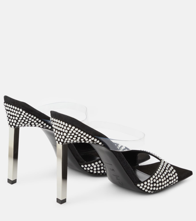 Attico Adele Embellished Suede And Pvc Sandals In Black