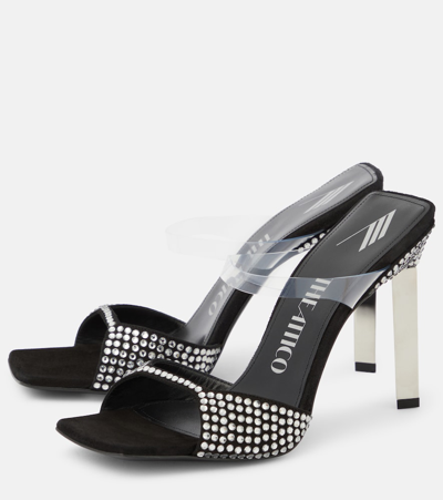 Attico Adele Embellished Suede And Pvc Sandals In Black