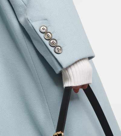 Shop Ami Alexandre Mattiussi Single-breasted Wool-blend Gabardine Coat In Blue