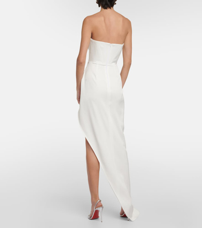 Shop Alex Perry Satin Crêpe Draped Bustier Gown In White