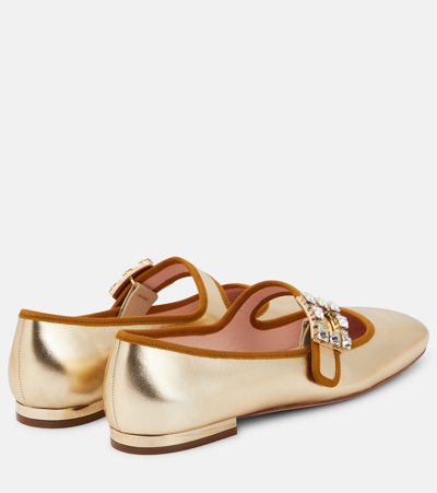 Roger Vivier Très Vivier Metallic Leather Ballet Flats In Gold