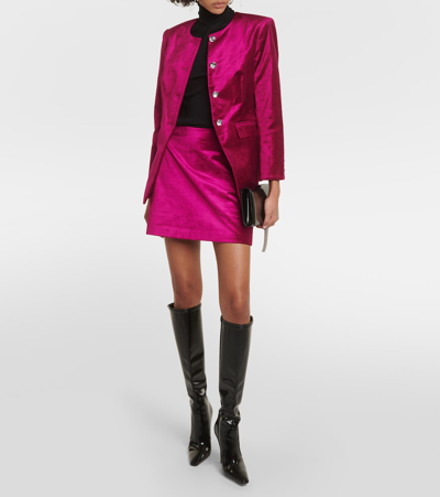 Veronica Beard Ohemia Velvet Miniskirt In Pink