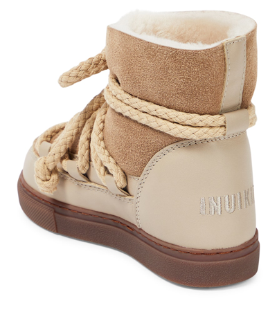 Shop Inuikii Classic Leather-trimmed Suede Snow Boots In Beige